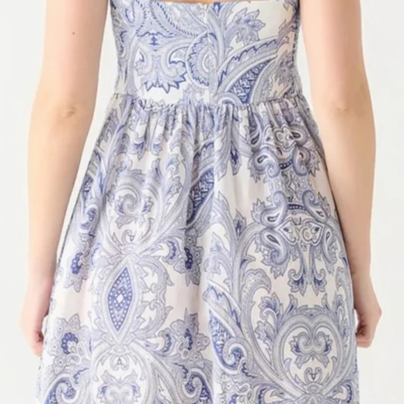 NWT Black Tape Romantic Euro Summer Blue Paisley Mini Dress Size Me… - Picture 4 of 12